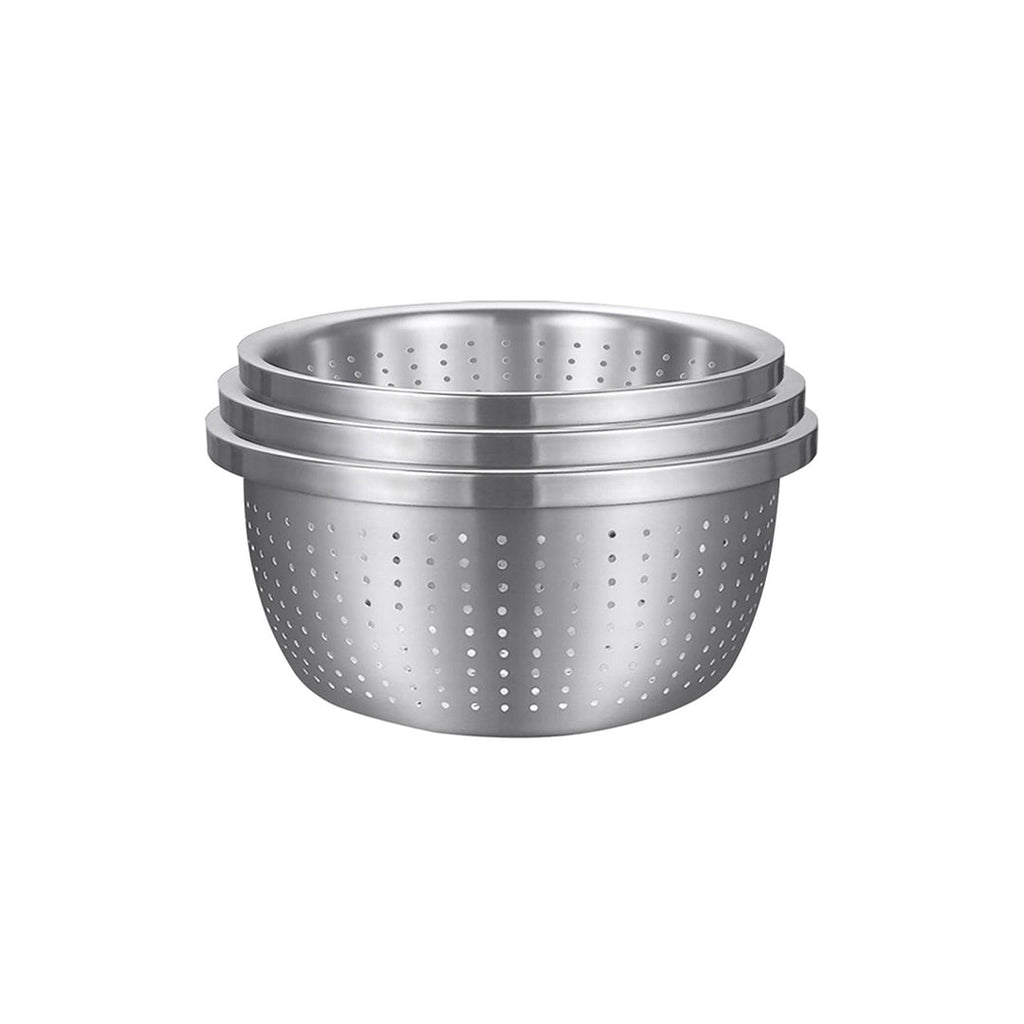 SOGA Stainless Steel Nesting Basin Colander Perforated Kitchen Sink Washing Bowl Metal Basket Strainer Set of 3 $ 72.50