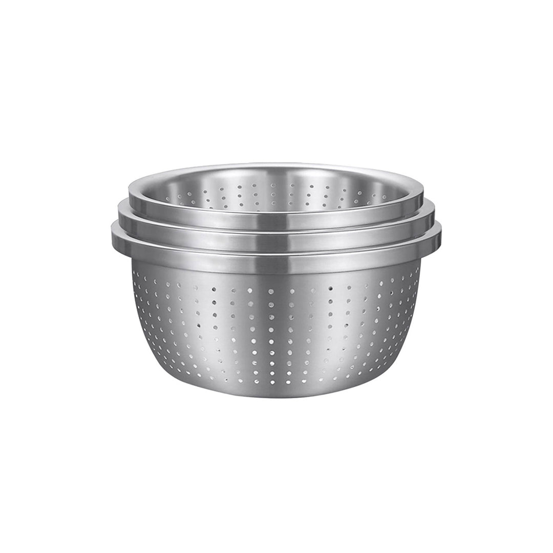 SOGA Stainless Steel Nesting Basin Colander Perforated Kitchen Sink Washing Bowl Metal Basket Strainer Set of 3 $ 72.50