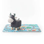 SOGA Home & Living Bundle – 2 Grey Deer Character Children's Ottoman & Kids Street Map Rug $ 139