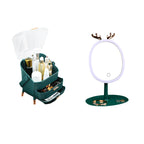 SOGA Green Cosmetic Jewelry Storage Organiser with Antler LED Light Mirror Tabletop Vanity Set $ 104.50