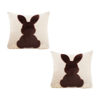 SOGA 2X 45cm Throw Pillow Light Tan Square Cushion with Soft Coffee Bunny Design Decorative Home Decor $ 90.90