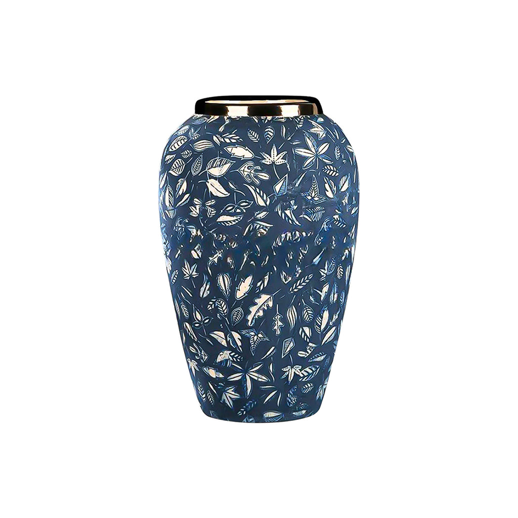 SOGA 30x19 Blue Medium Ceramic Flower Vase Elegant Living Room Home Decor