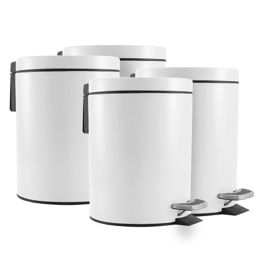 SOGA 4X Foot Pedal Stainless Steel Rubbish Recycling Garbage Waste Trash Bin Round 12L White $ 295.50