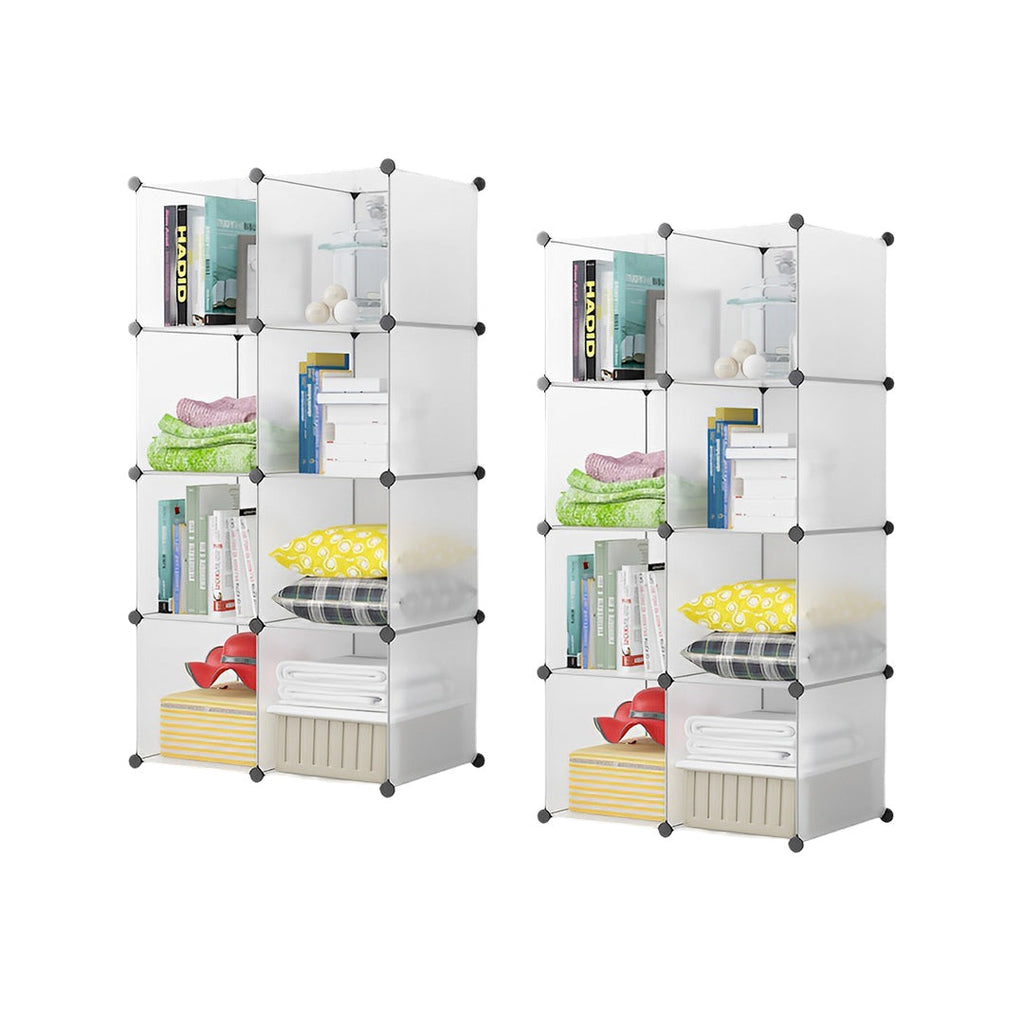 SOGA 2X 8-Cube Transparent Shelf Box Portable Cubby DIY Storage Shelves Modular Closet Organiser $ 151.50