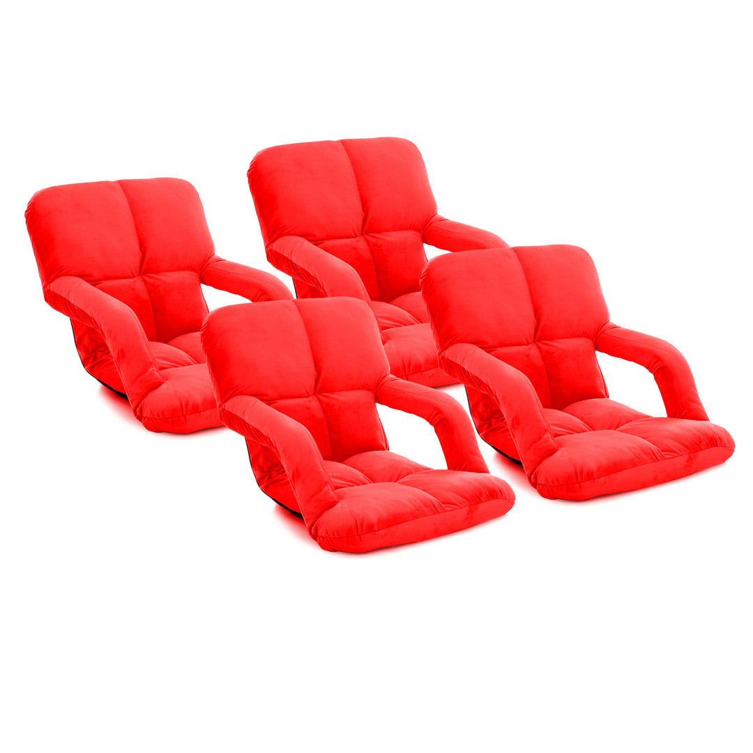 SOGA 4X Foldable Lounge Cushion Adjustable Floor Lazy Recliner Chair with Armrest Red $ 344.50