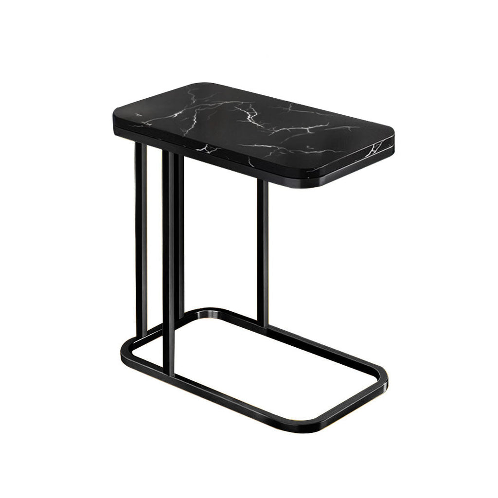 SOGA 30x50cm Black Stone-Patterned Side Table with Black Metal Legs $ 71.50