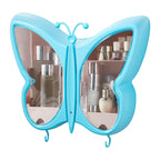 SOGA Blue Butterfly Shape Wall-Mounted Makeup Organiser Dustproof Waterproof Bathroom Storage Box Home Decor $ 61.50