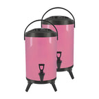 SOGA 2X 14L Stainless Steel Insulated Milk Tea Barrel Hot and Cold Beverage Dispenser Container with Faucet Pink