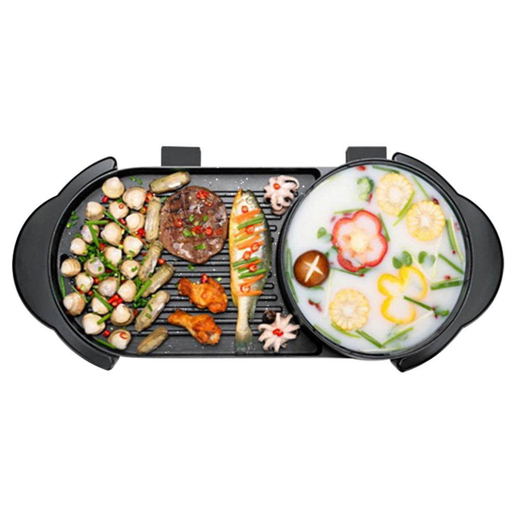 SOGA 2 in 1 Electric Non-Stick BBQ Teppanyaki Grill Plate Steamboat Hotpot 2-8 Person $ 132.50