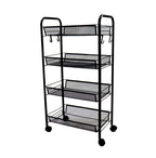 SOGA 4 Tier Steel Black Bee Mesh Kitchen Cart Multi-Functional Shelves Storage Organizer with Wheels $ 66.90