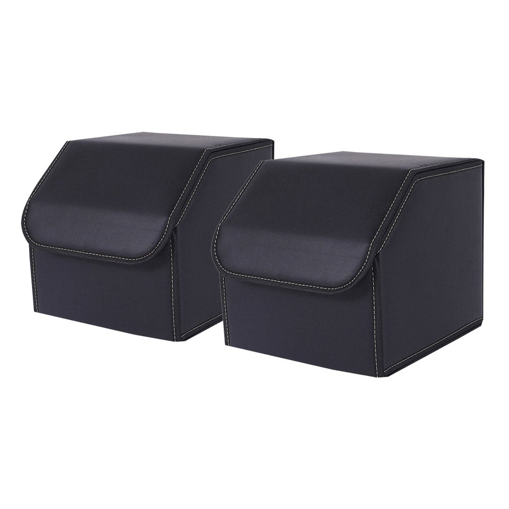 SOGA 2X Leather Car Boot Collapsible Foldable Trunk Cargo Organizer Portable Storage Box Black Small $ 71.50