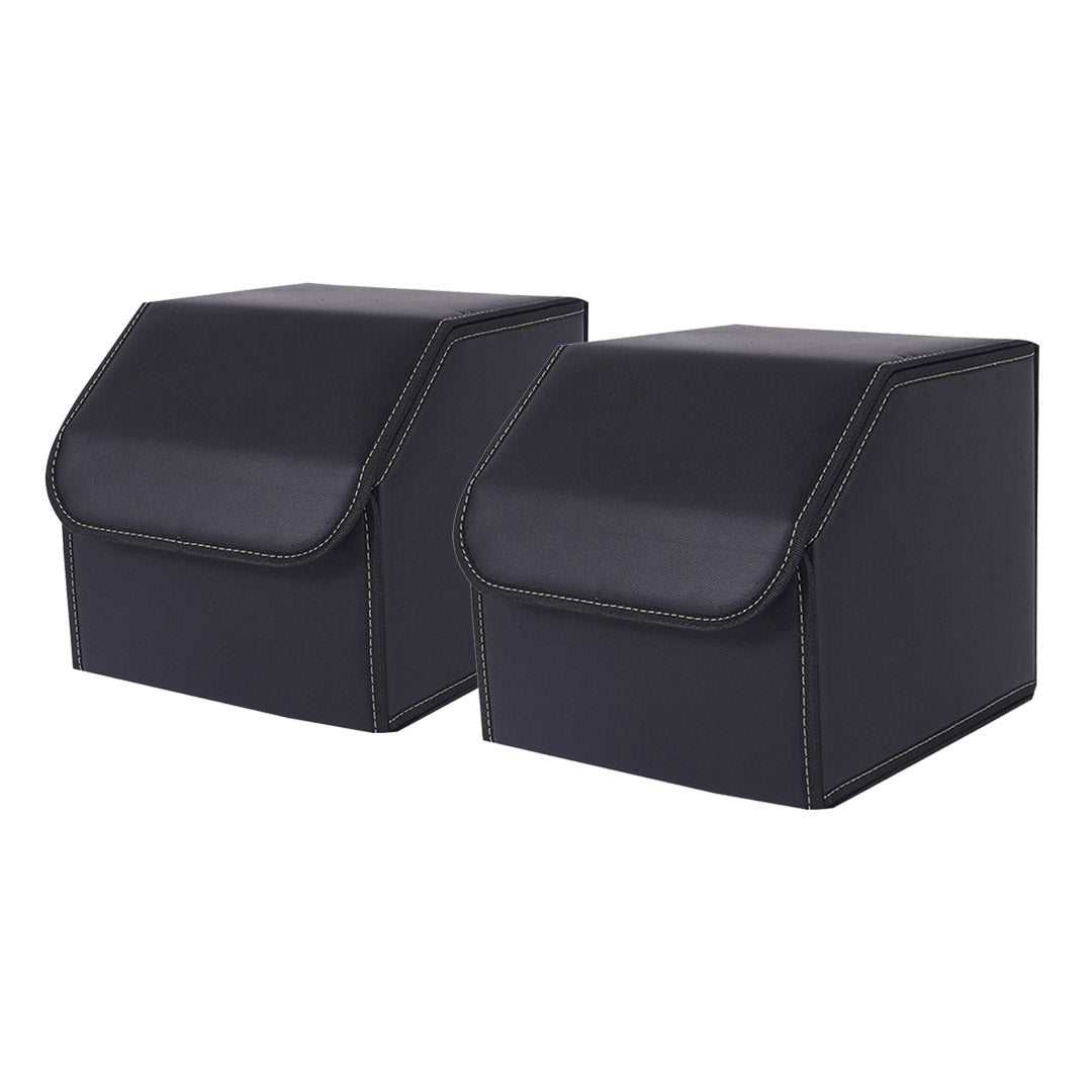 SOGA 2X Leather Car Boot Collapsible Foldable Trunk Cargo Organizer Portable Storage Box Black Small $ 71.50