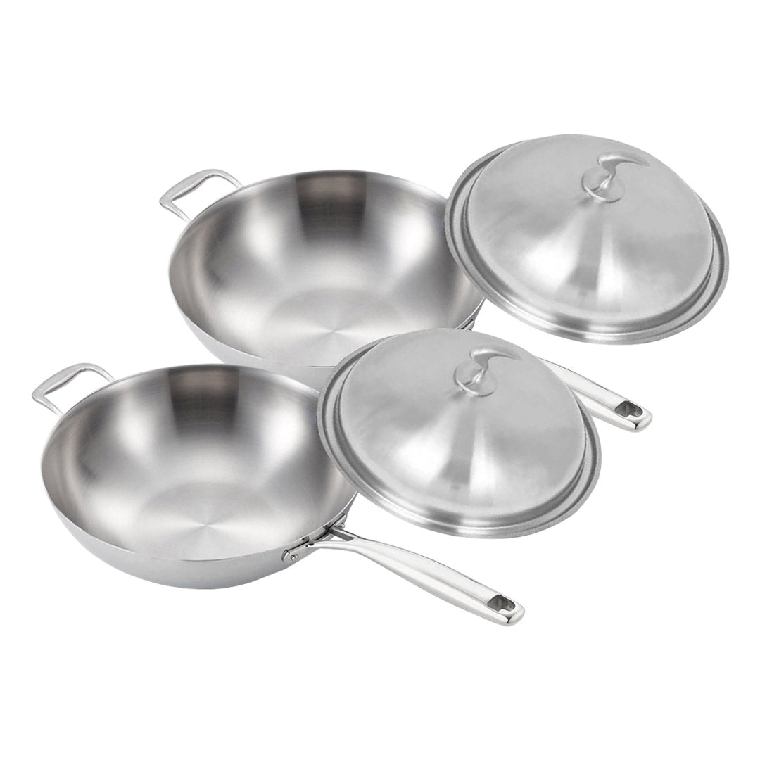 SOGA 2X 18/10 Stainless Steel Fry Pan 36cm Frying Pan Top Grade Skillet with Helper Handle and Lid $ 345.50