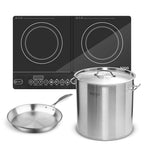 SOGA Dual Burners Cooktop Stove 21L Stainless Steel Stockpot 30cm and 30cm Induction Fry Pan $ 428.90