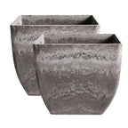 SOGA 2X 32cm Rock Grey Square Resin Plant Flower Pot in Cement Pattern Planter Cachepot for Indoor Home Office $ 151.50