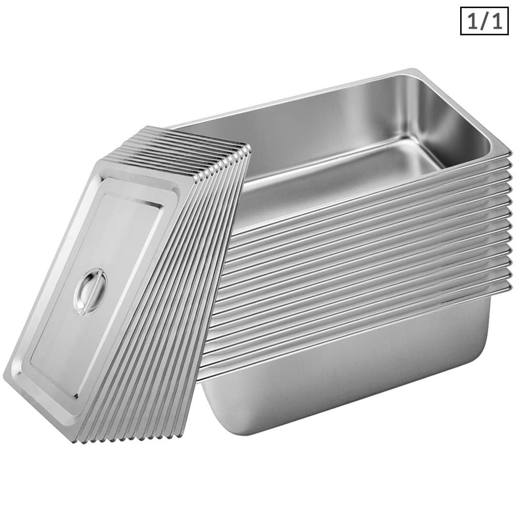 SOGA 12X Gastronorm GN Pan Full Size 1/1 GN Pan 20cm Deep Stainless Steel Tray With Lid $ 477.90