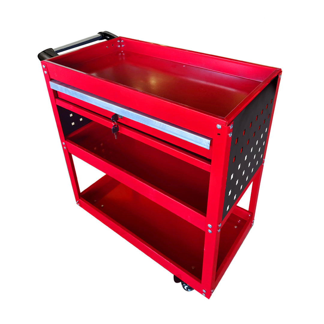 SOGA 3 Tier Tool Storage Cart Portable Service Utility Heavy Duty Mobile Trolley with Drawer and Hooks Red $ 255.50
