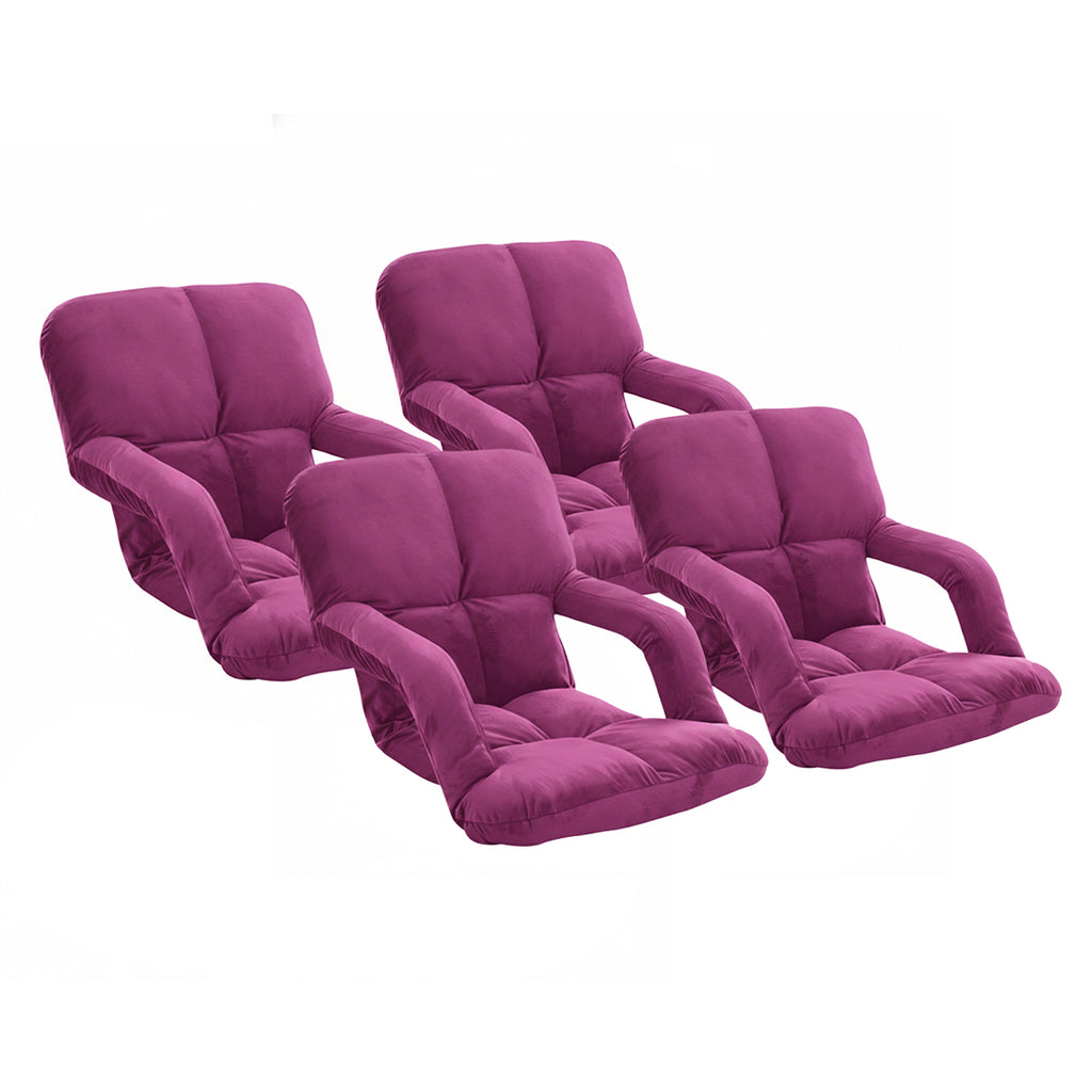 SOGA 4X Foldable Lounge Cushion Adjustable Floor Lazy Recliner Chair with Armrest Magenta