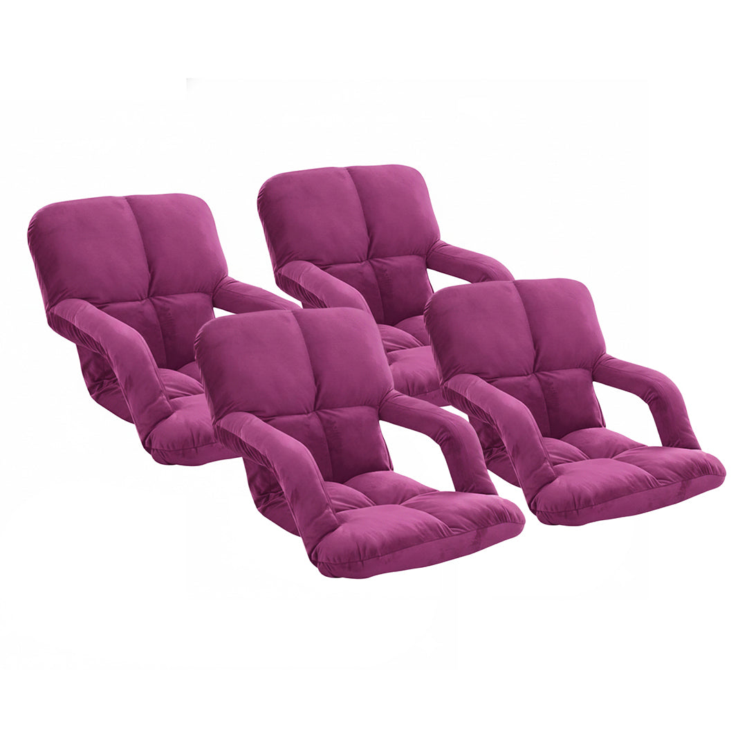 SOGA 4X Foldable Lounge Cushion Adjustable Floor Lazy Recliner Chair with Armrest Magenta