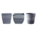 SOGA Home & Living Bundle – Weathered Grey Square & Round Resin Plant Pots for Indoor Decor