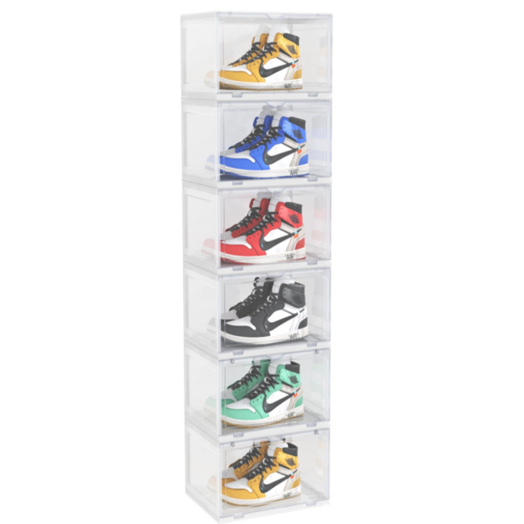 SOGA 6 Tier Transparent Portable Shoe Organiser Sneaker Footwear Folding Plastic Bin Stackable Storage Box with Magnetic Door $ 166.90