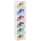 SOGA 6 Tier Transparent Portable Shoe Organiser Sneaker Footwear Folding Plastic Bin Stackable Storage Box with Magnetic Door $ 166.90