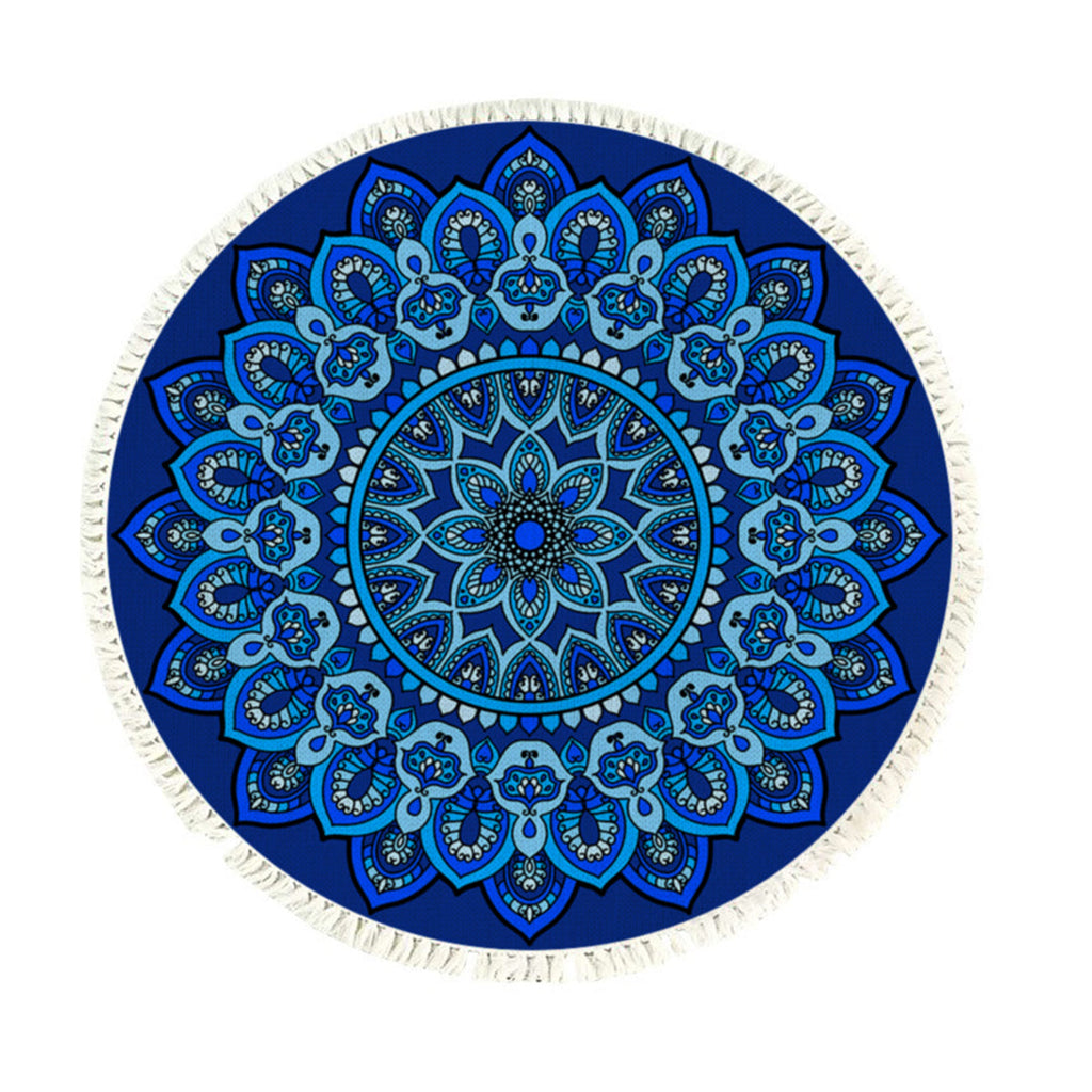 SOGA 90cm Blue Mandala Round Carpet for Living Room Bedroom Anti-slip Doormat Home Decor $ 55.50