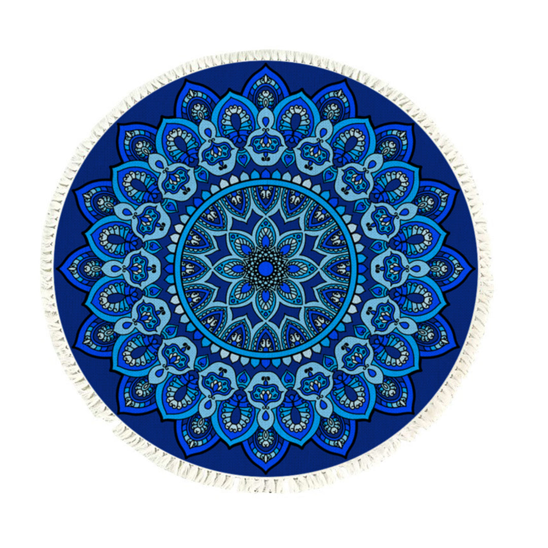 SOGA 90cm Blue Mandala Round Carpet for Living Room Bedroom Anti-slip Doormat Home Decor $ 55.50