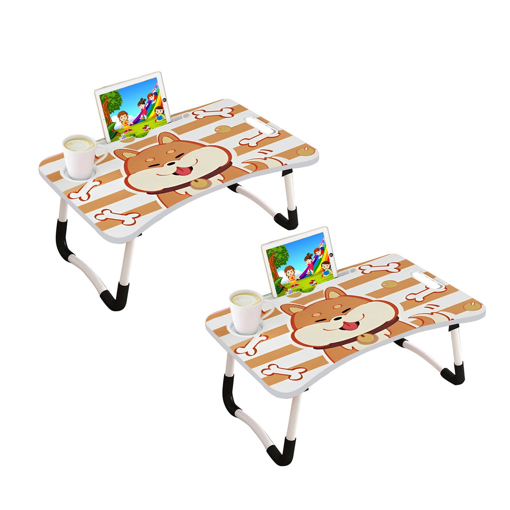 SOGA 2X Cute Dog Design Portable Bed Table Adjustable Foldable Bed Sofa Study Table Laptop Mini Desk with Drawer and Cup Slot Home Decor $ 90.90