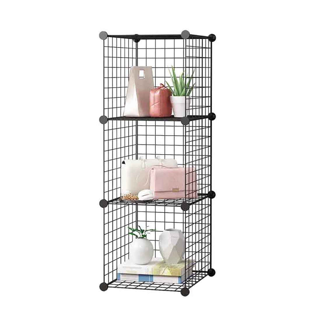 SOGA Black Portable 3 Tier Cube Storage Organiser Foldable DIY Modular Grid Space Saving Shelf $ 53.50