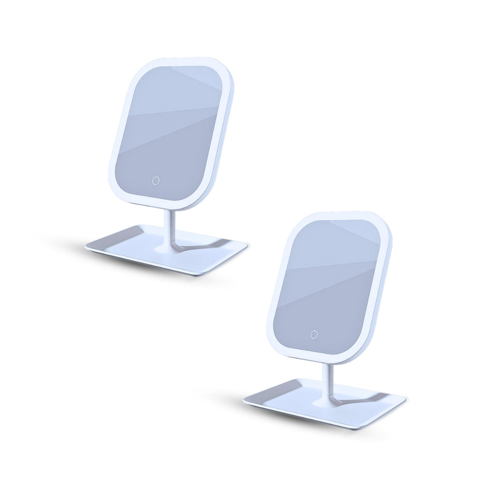 SOGA 2X 26cm White Squared Smart LED Makeup Bedroom Table Vanity Mirror Tricolor Adjustable Light w/ 5x Magnification $ 65.50