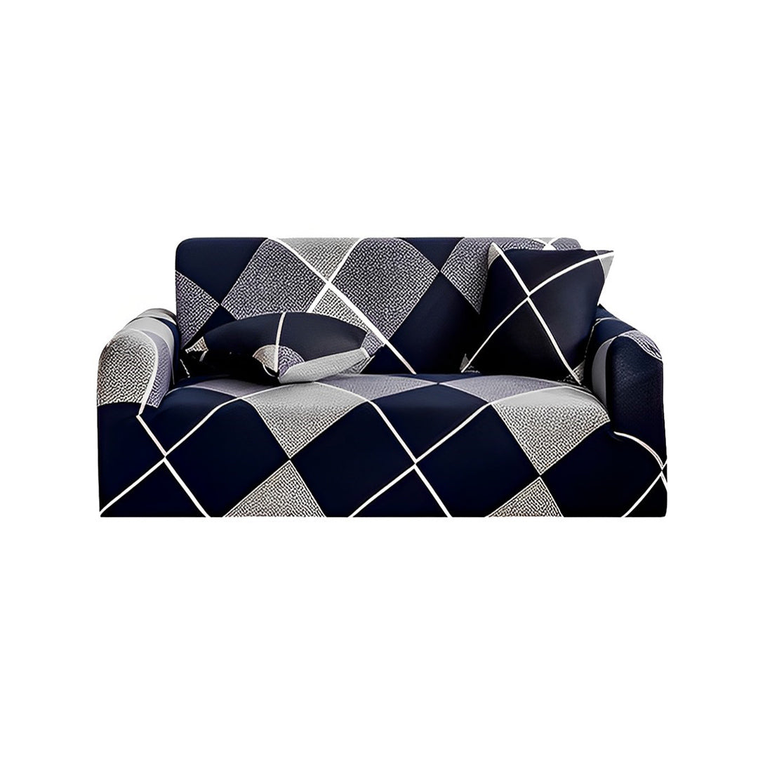 SOGA 2-Seater Checkered Sofa Cover Couch Protector High Stretch Lounge Slipcover Home Decor $ 41.50