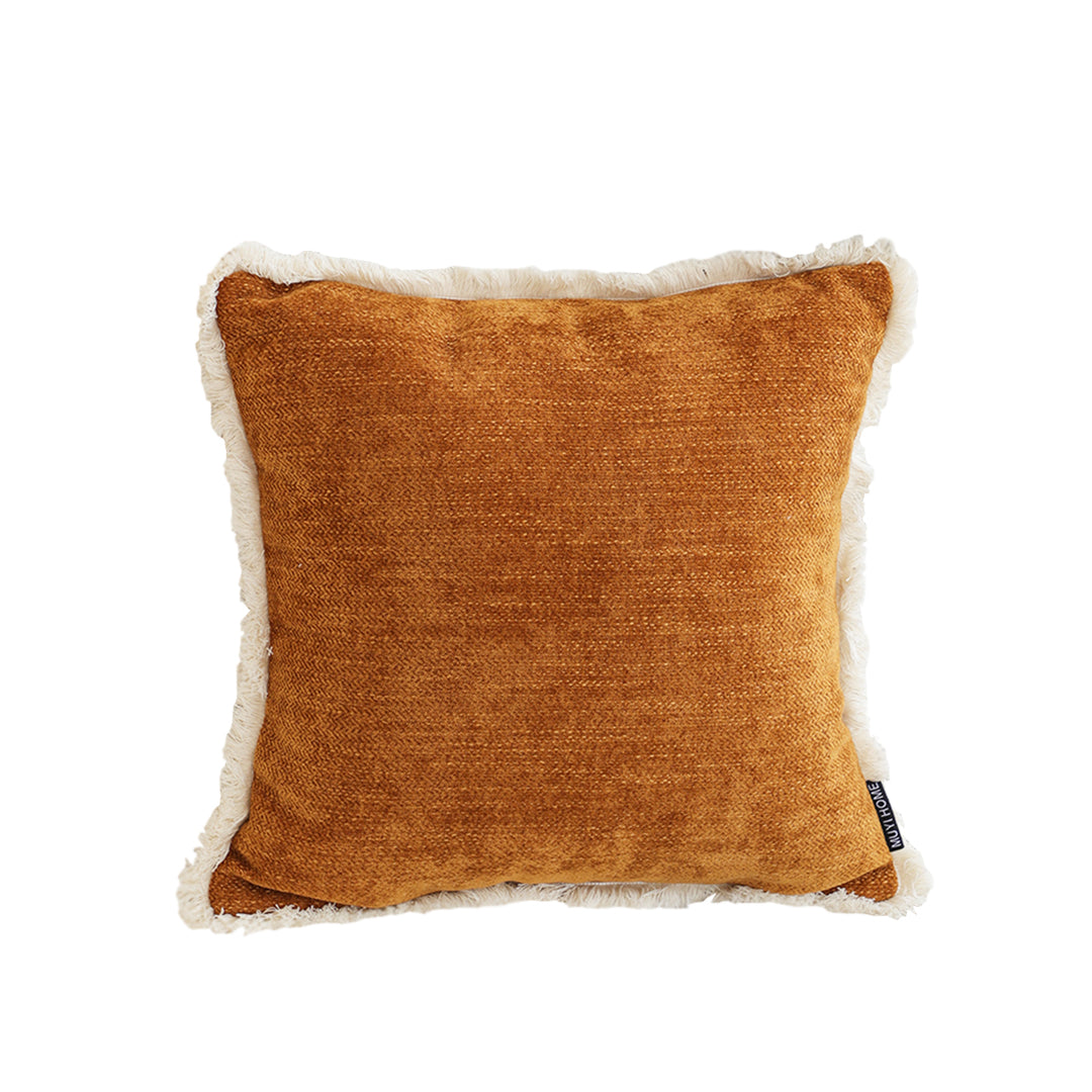 SOGA 45cm Throw Pillow Sunset Orange Chenille Textured with Tassels Stylish Square Cozy Home Decor $ 46.90