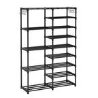 SOGA 16-Shelf Tier Shoe Storage Shelf Space-Saving Caddy Rack Organiser with Side Hooks Black $ 87.90