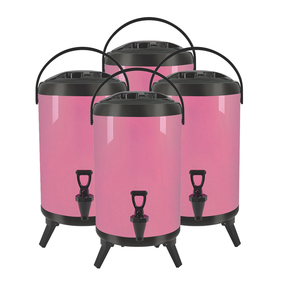 SOGA 4X 8L Stainless Steel Insulated Milk Tea Barrel Hot and Cold Beverage Dispenser Container with Faucet Pink $ 295.50
