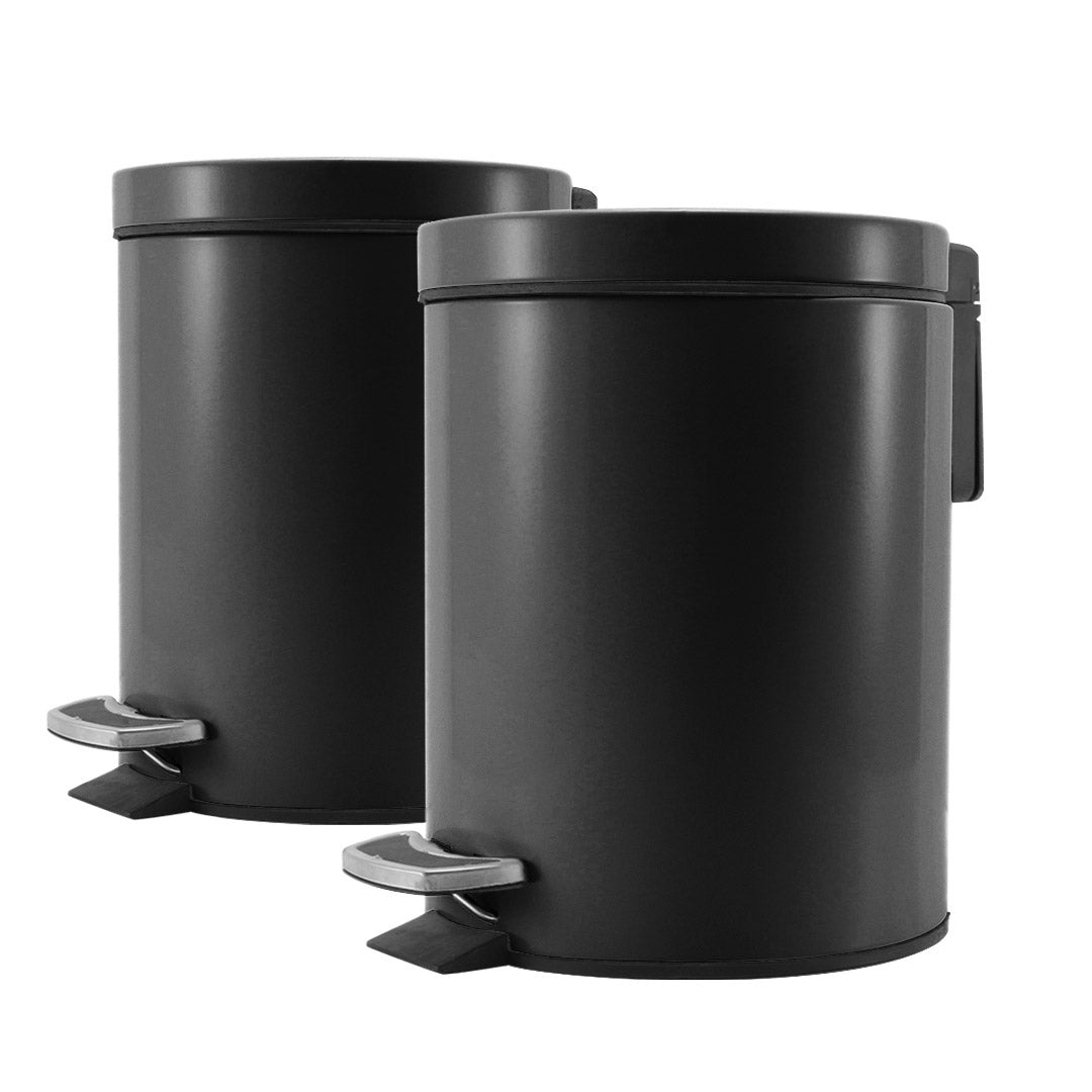 SOGA 2X Foot Pedal Stainless Steel Rubbish Recycling Garbage Waste Trash Bin Round 12L Black $ 150.90