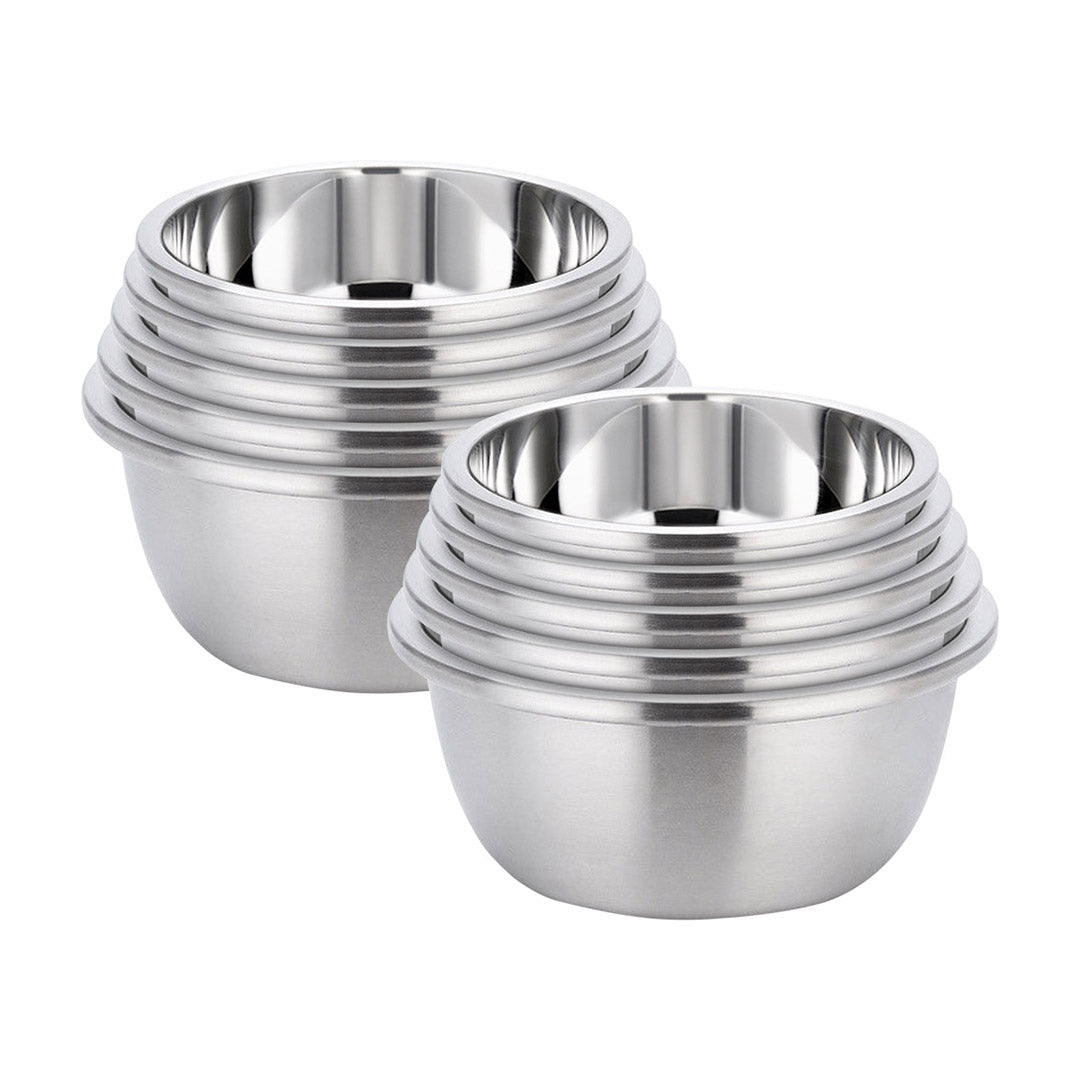SOGA 2X 5Pcs Deepen Polished Stainless Steel Stackable Baking Washing Mixing Bowls Set Food Storage Basin