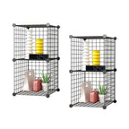 SOGA 2X Black Portable 2 Tier Cube Storage Organiser Foldable DIY Modular Grid Space Saving Shelf $ 83.90