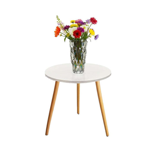 SOGA Home & Living Bundle – White Side Coffee Table & Clear Glass Vase for Modern Home Decor $ 123