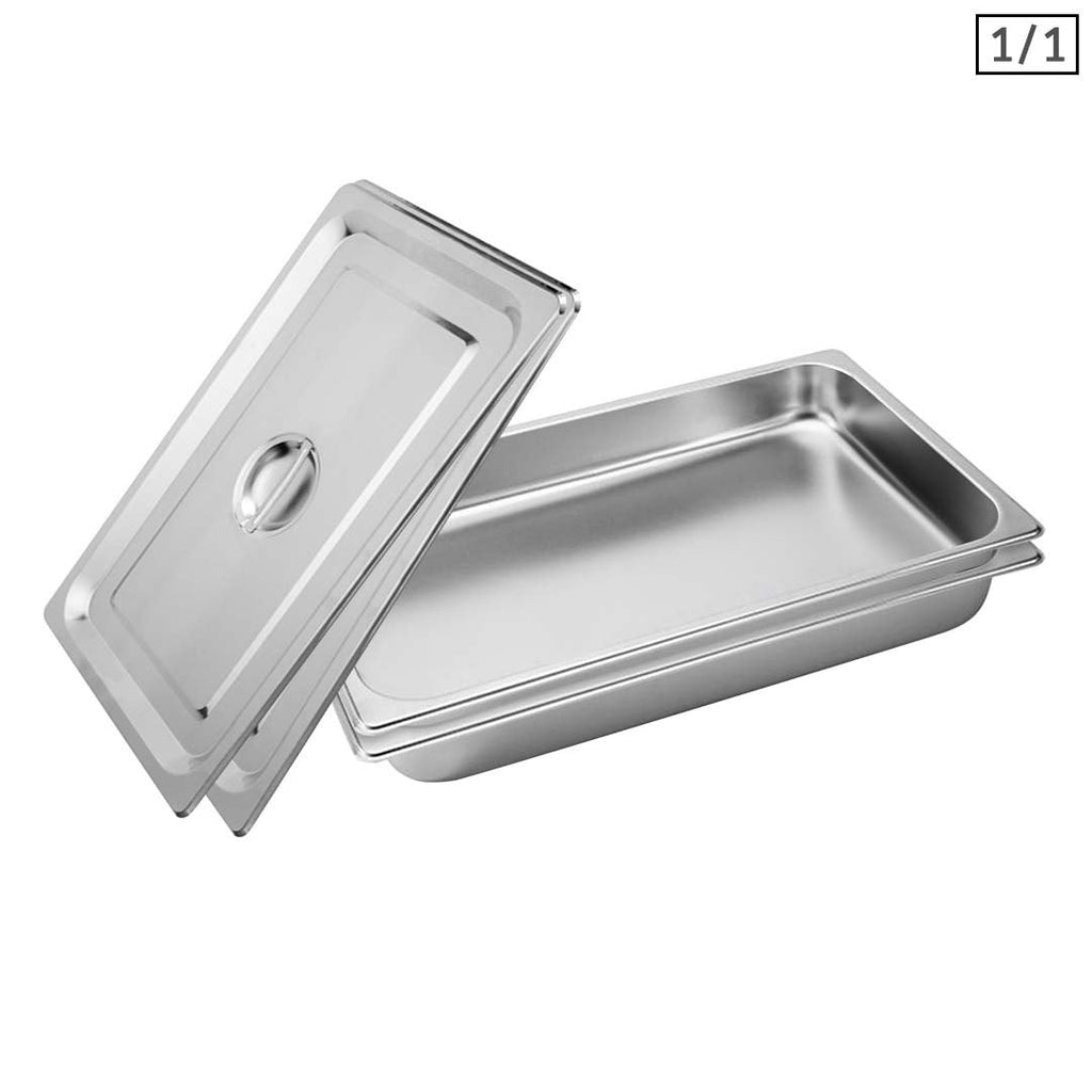 SOGA 2X Gastronorm GN Pan Full Size 1/1 GN Pan 6.5cm Deep Stainless Steel Tray With Lid $ 83.50