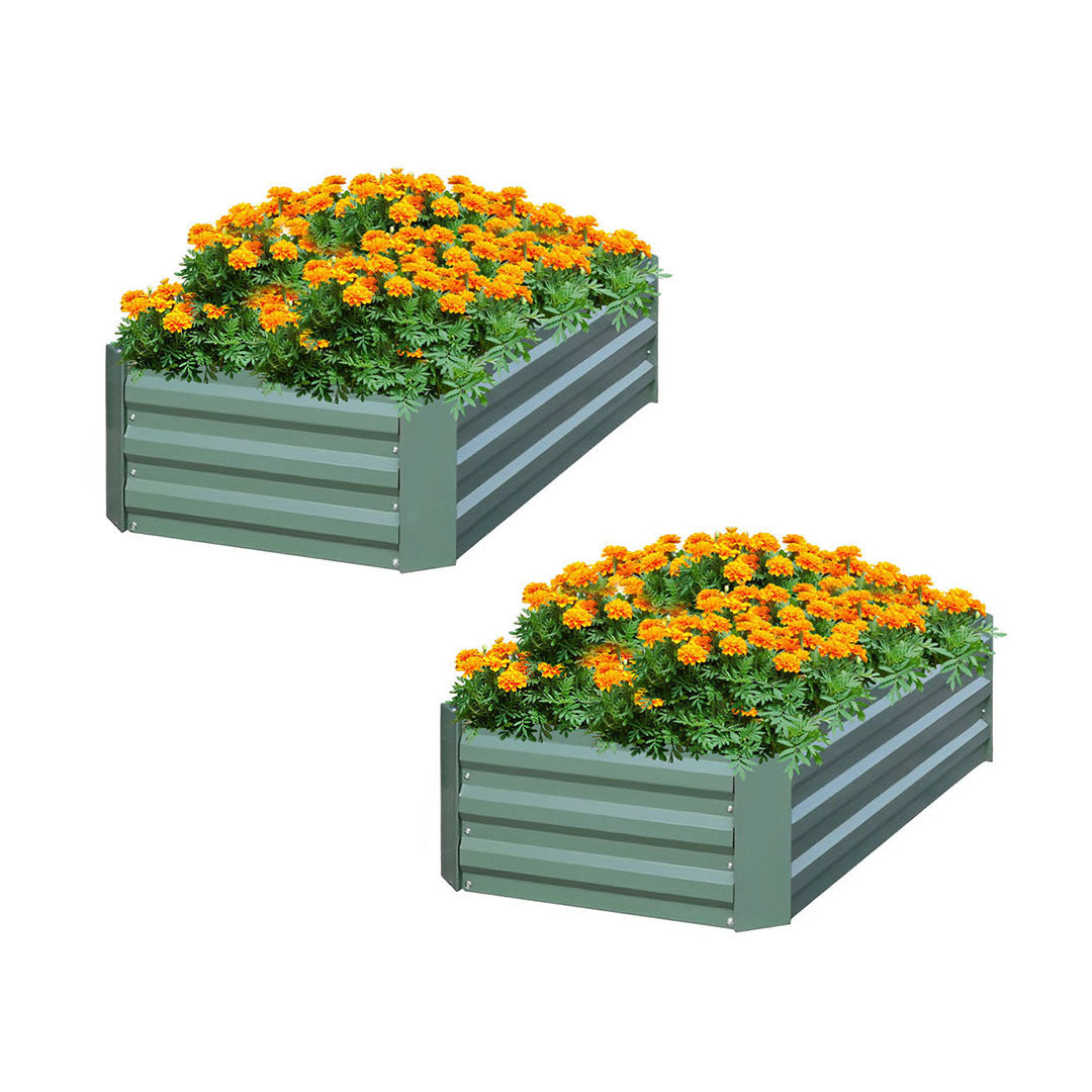 SOGA 2X 120x60cm Rectangle Galvanised Raised Garden Bed Vegetable Herb Flower Outdoor Planter Box $ 203.90