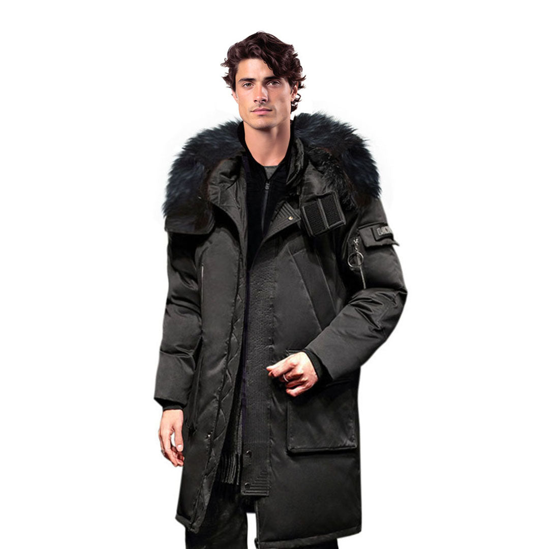 abbee Black Winter Fur Hooded Down Jacket Stylish Lightweight Quilted Warm Puffer Coat