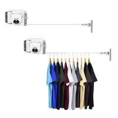 SOGA 2X 160mm Wall-Mounted Clothes Line Dry Rack Retractable Space-Saving Foldable Hanger White
