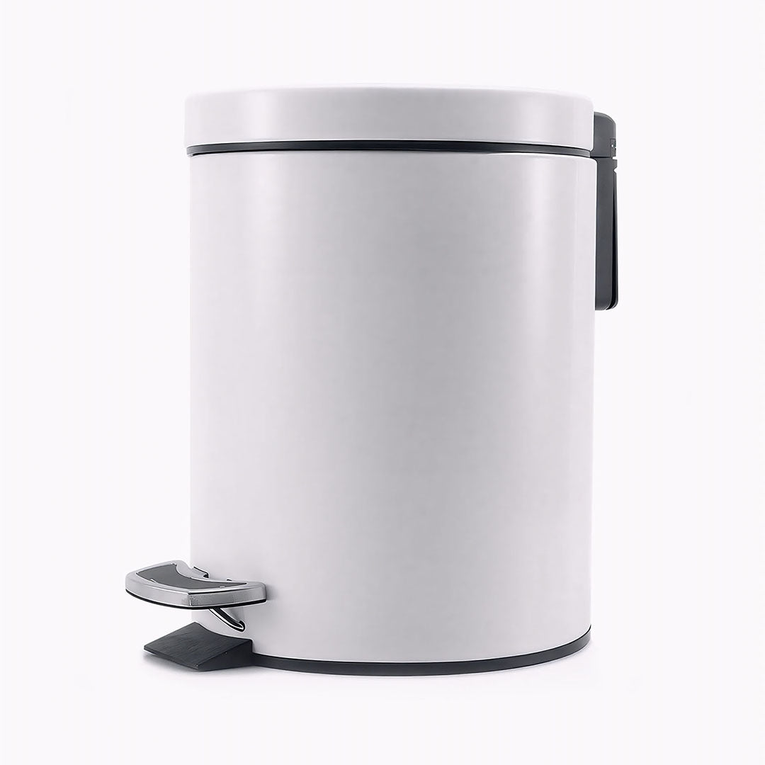 SOGA Foot Pedal Stainless Steel Rubbish Recycling Garbage Waste Trash Bin Round 12L White