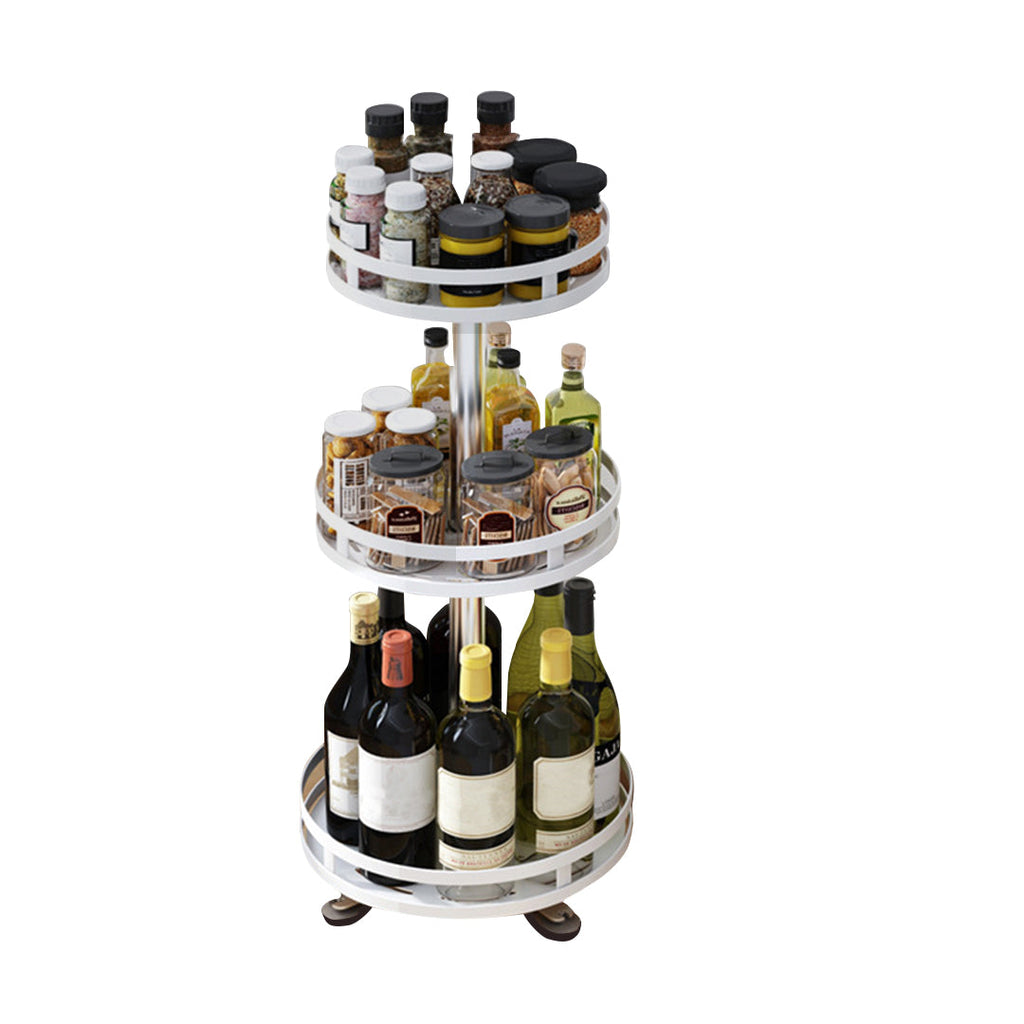 SOGA 3 Tier Steel White Round Rotating Multi-Function Kitchen Portable Storage Spice Seasoning Kitchen Countertop Organiser Shelf $ 44.50