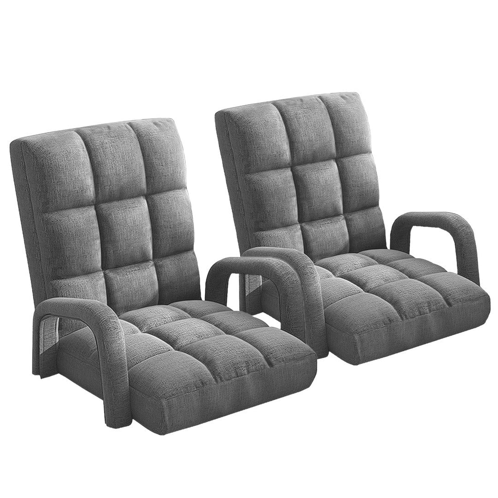 SOGA 2X Foldable Lounge Cushion Adjustable Floor Lazy Recliner Chair with Armrest Grey $ 409.50