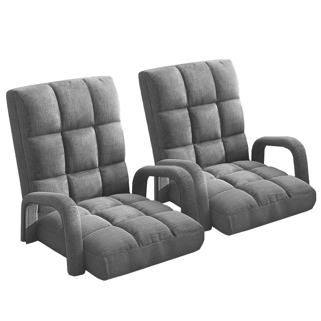 SOGA 2X Foldable Lounge Cushion Adjustable Floor Lazy Recliner Chair with Armrest Grey $ 409.50
