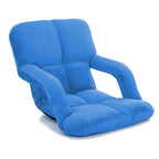 SOGA Foldable Lounge Cushion Adjustable Floor Lazy Recliner Chair with Armrest Blue $ 90.90