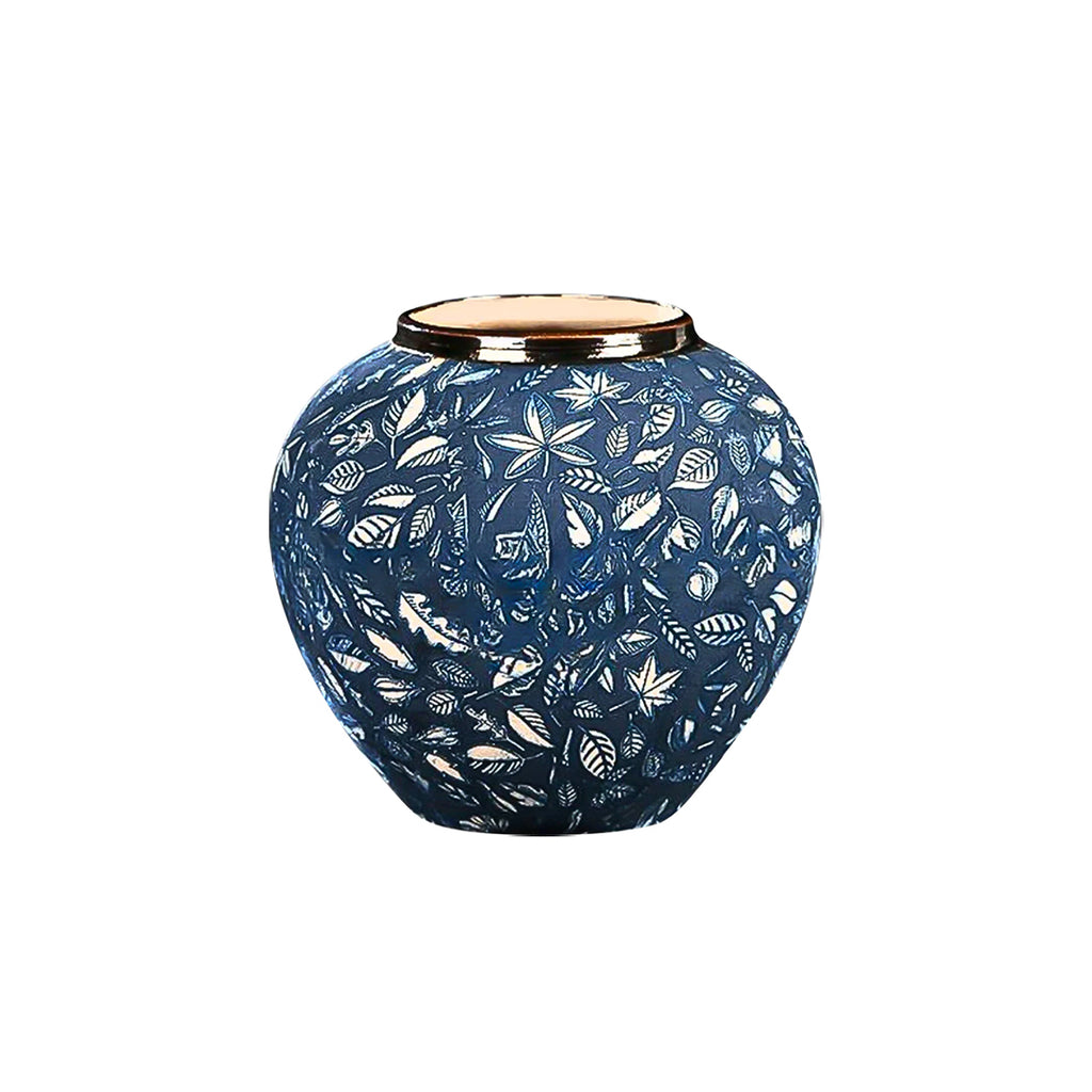 SOGA 21x22cm Blue Small Ceramic Flower Vase Elegant Living Room Home Decor
