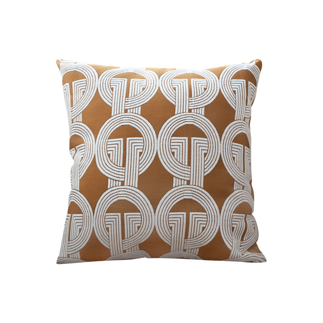 SOGA 50cm Throw Pillow Brown Circular Chain Jacquard Decorative Square for Home Decor $ 66.90
